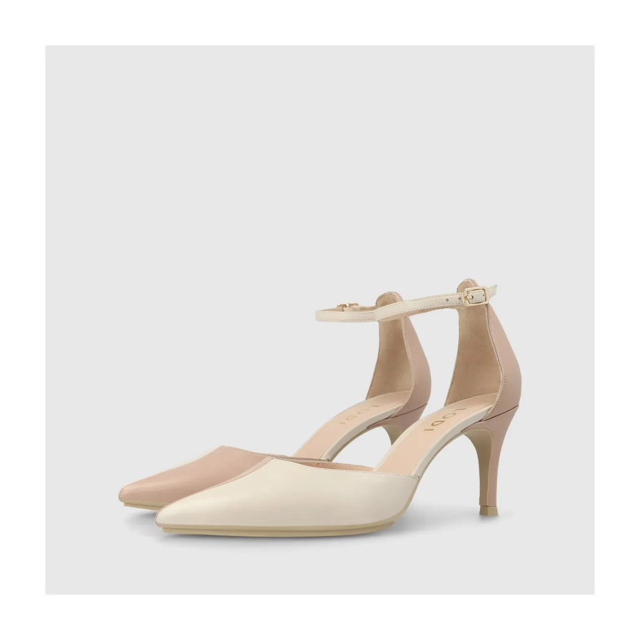 Escarpin pour femme en cuir combiné beige. I LODI Chaussures pour femme online.