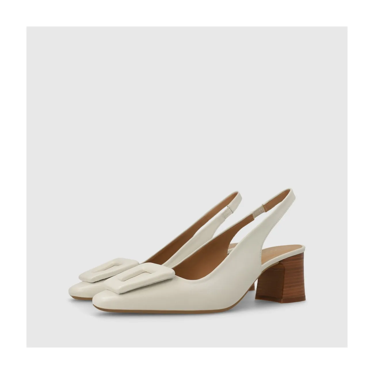 Escarpin slingback pour femme en cuir blanc cassé. I LODI Chaussures pour femme online.