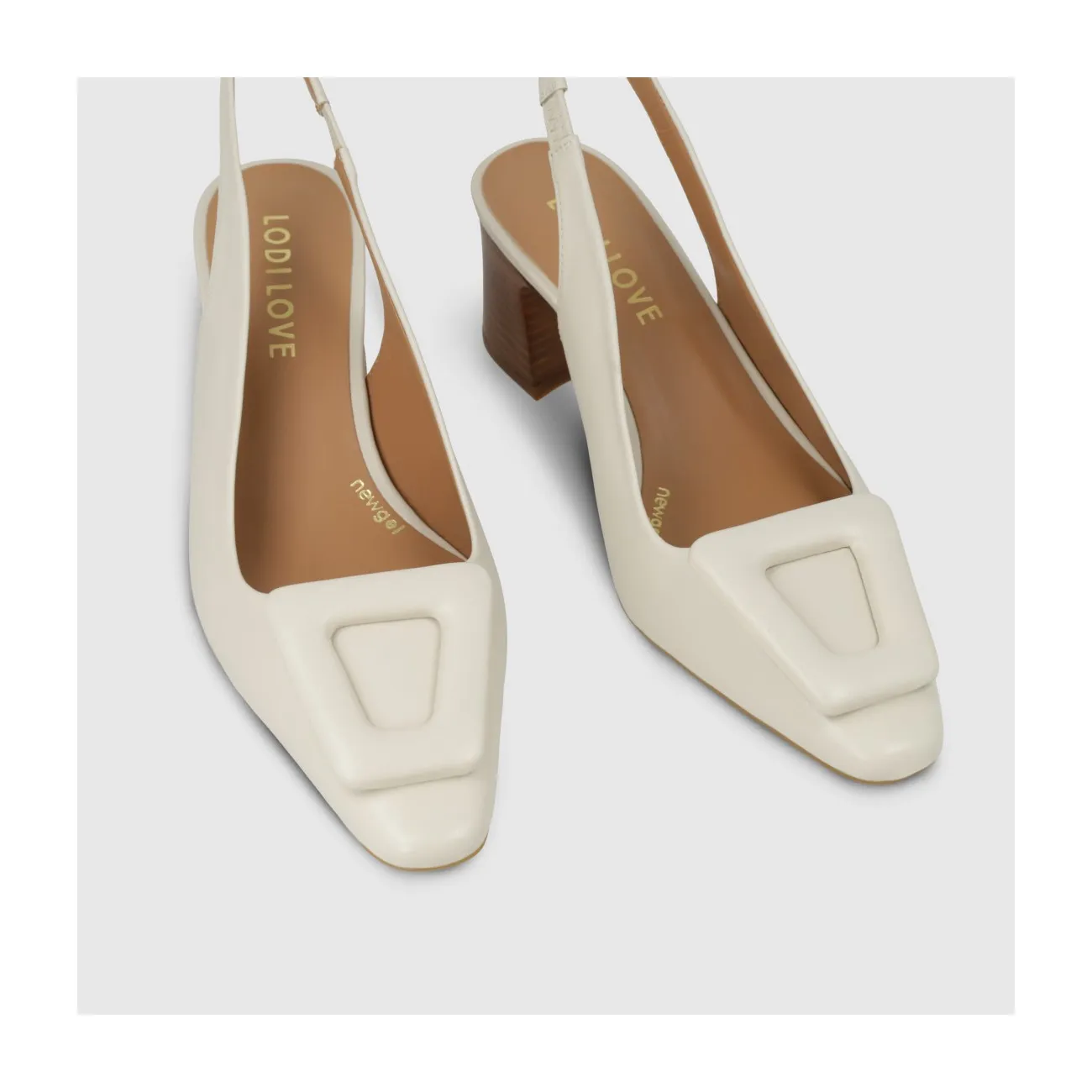 Escarpin slingback pour femme en cuir blanc cassé. I LODI Chaussures pour femme online.