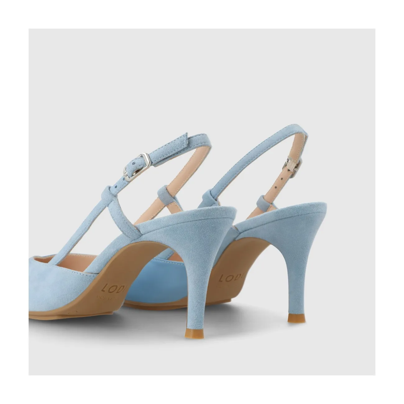 Escarpin slingback pour femme en cuir combiné de daim bleu. I LODI Chaussures pour femme online.