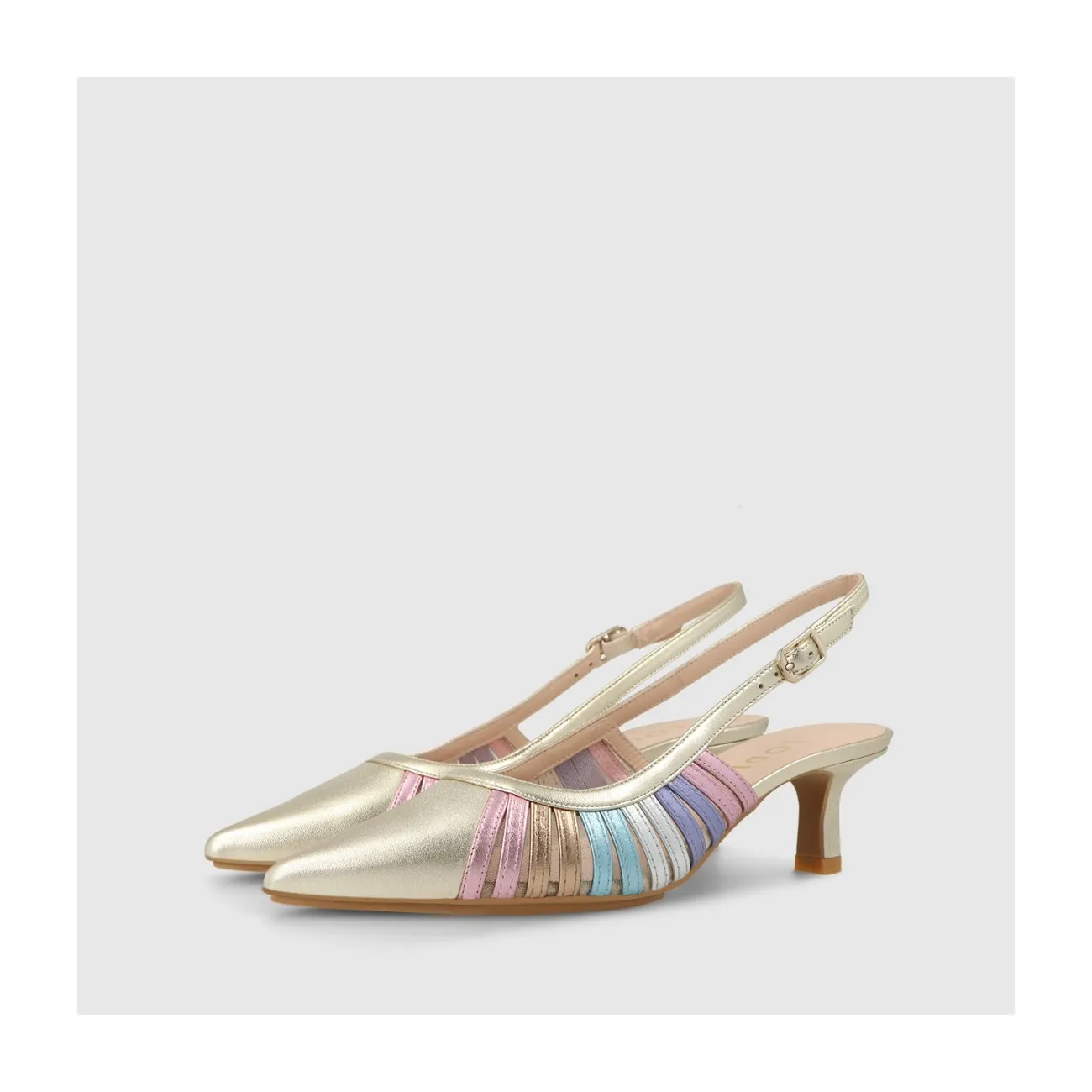 Escarpin slingback pour femme en cuir couleur champagne. I LODI Chaussures pour femme online.