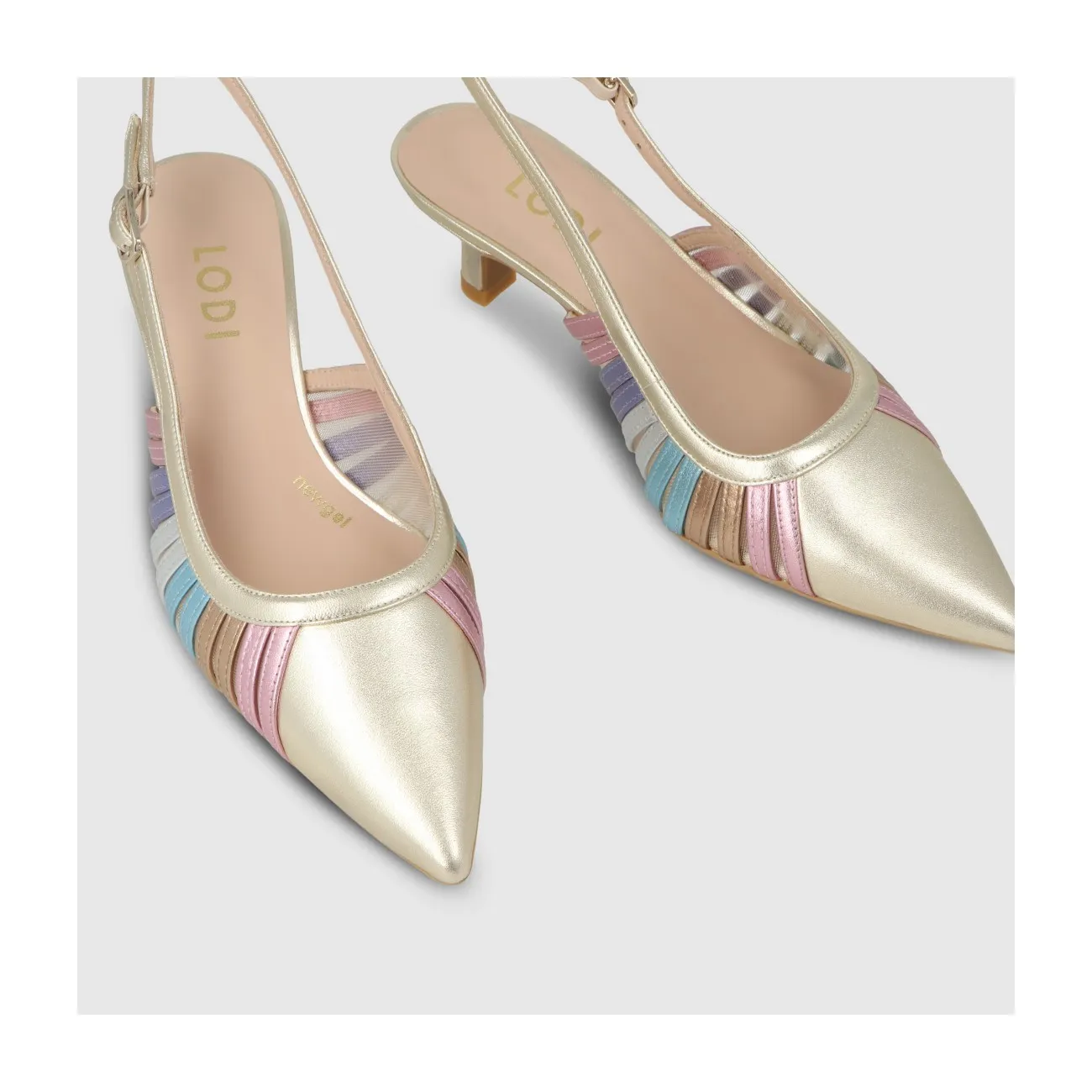 Escarpin slingback pour femme en cuir couleur champagne. I LODI Chaussures pour femme online.