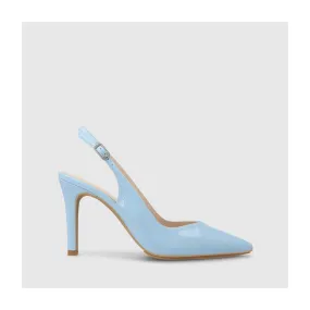 Escarpin slingback pour femme en cuir verni texturé bleu I LODI Chaussures pour femme online.