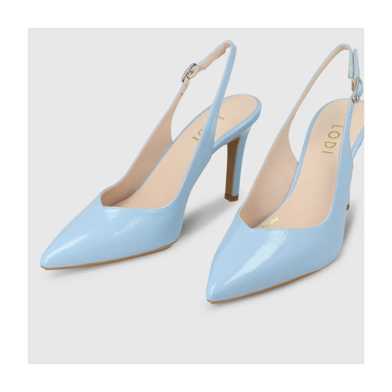 Escarpin slingback pour femme en cuir verni texturé bleu I LODI Chaussures pour femme online.