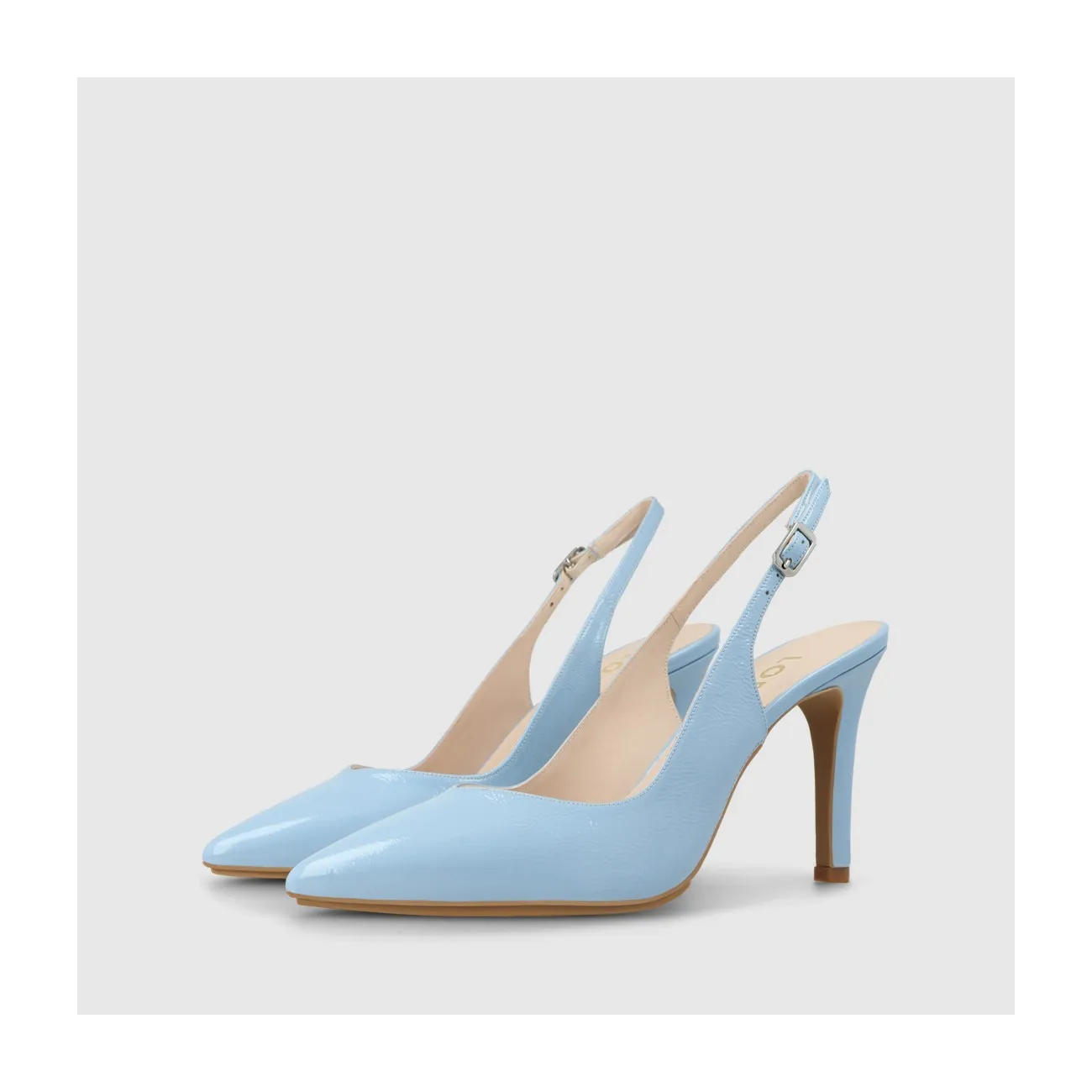 Escarpin slingback pour femme en cuir verni texturé bleu I LODI Chaussures pour femme online.