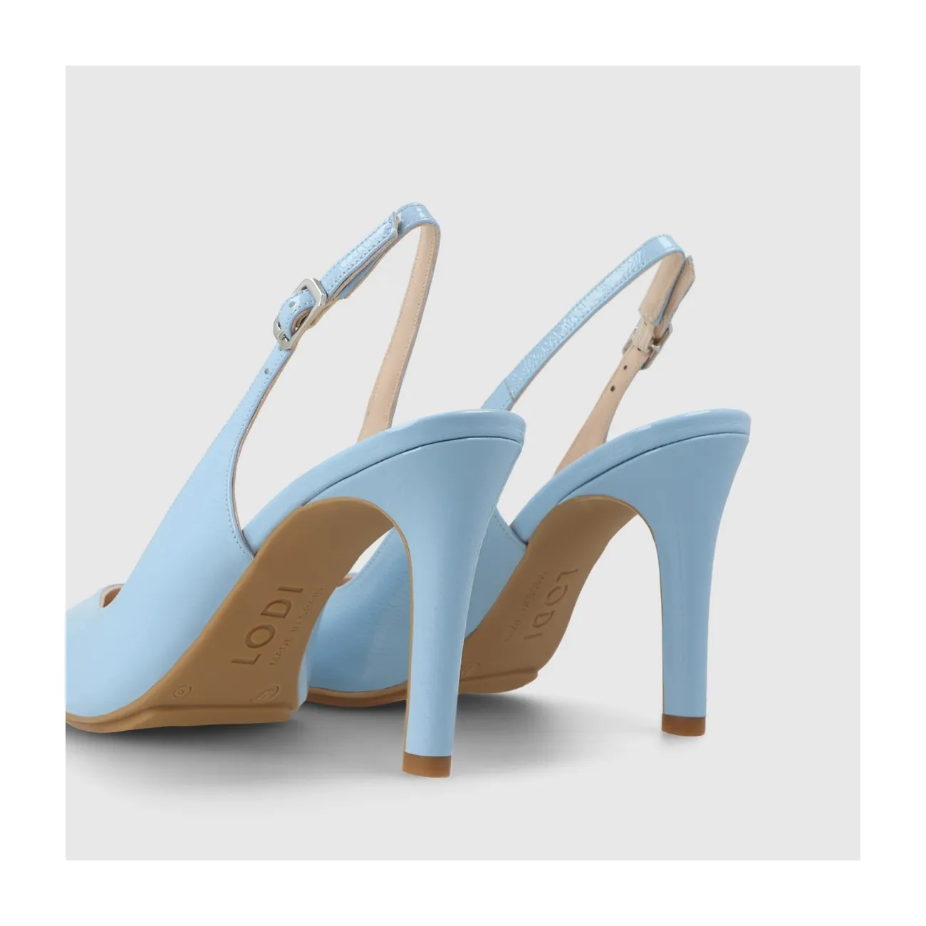 Escarpin slingback pour femme en cuir verni texturé bleu I LODI Chaussures pour femme online.