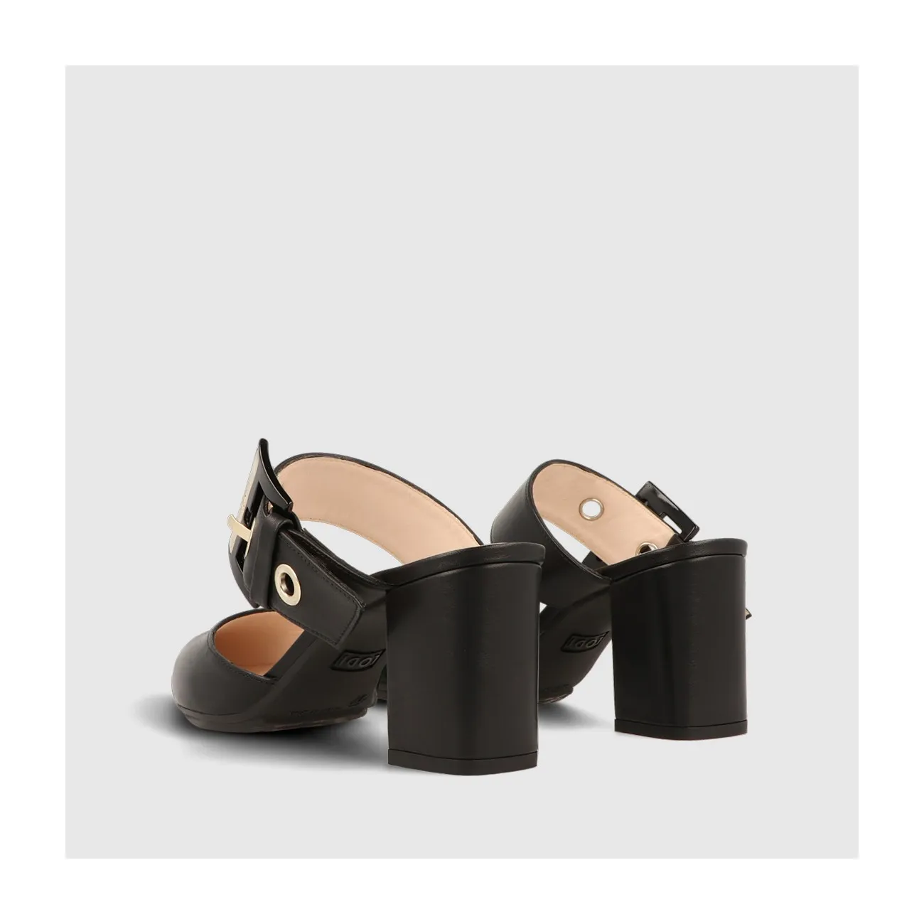 Escarpin talon ouvert Marien en cuir lisse noir avec détail de boucle | LODI Chaussures pour femme en ligne