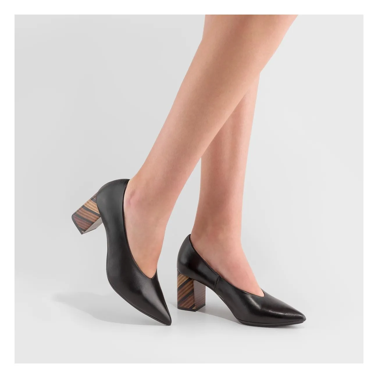 Escarpin à talon moyen Merlen-GE en cuir lisse noir | Chaussures femme LODI en ligne