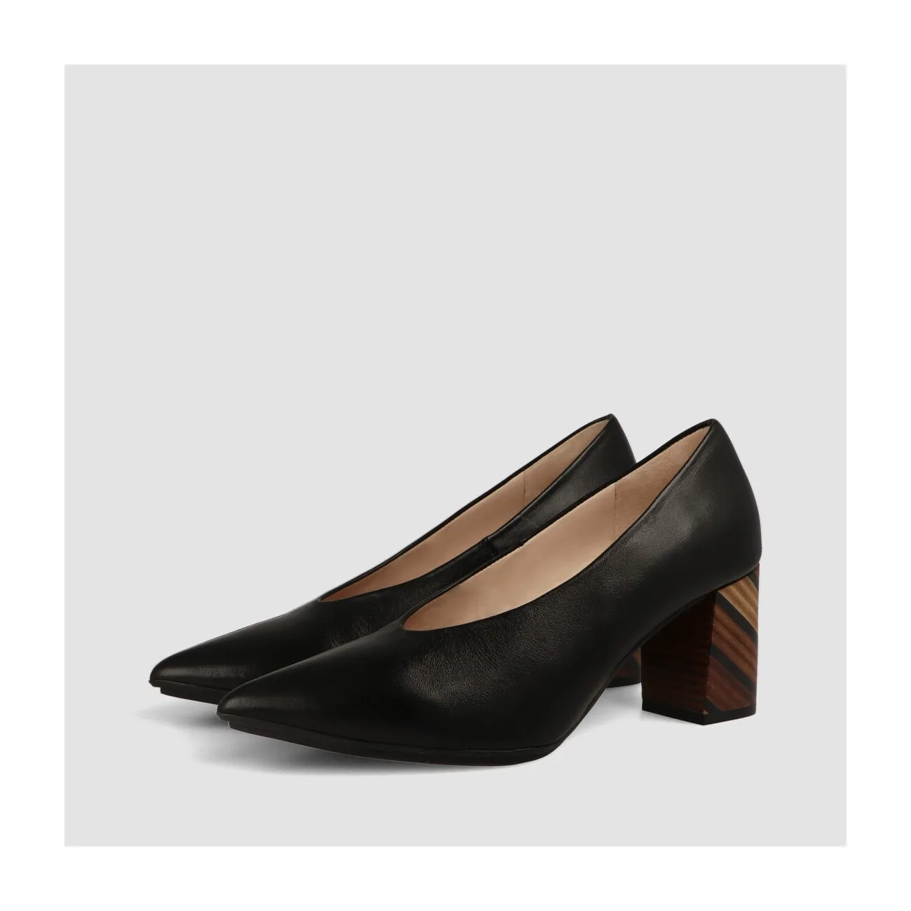 Escarpin à talon moyen Merlen-GE en cuir lisse noir | Chaussures femme LODI en ligne