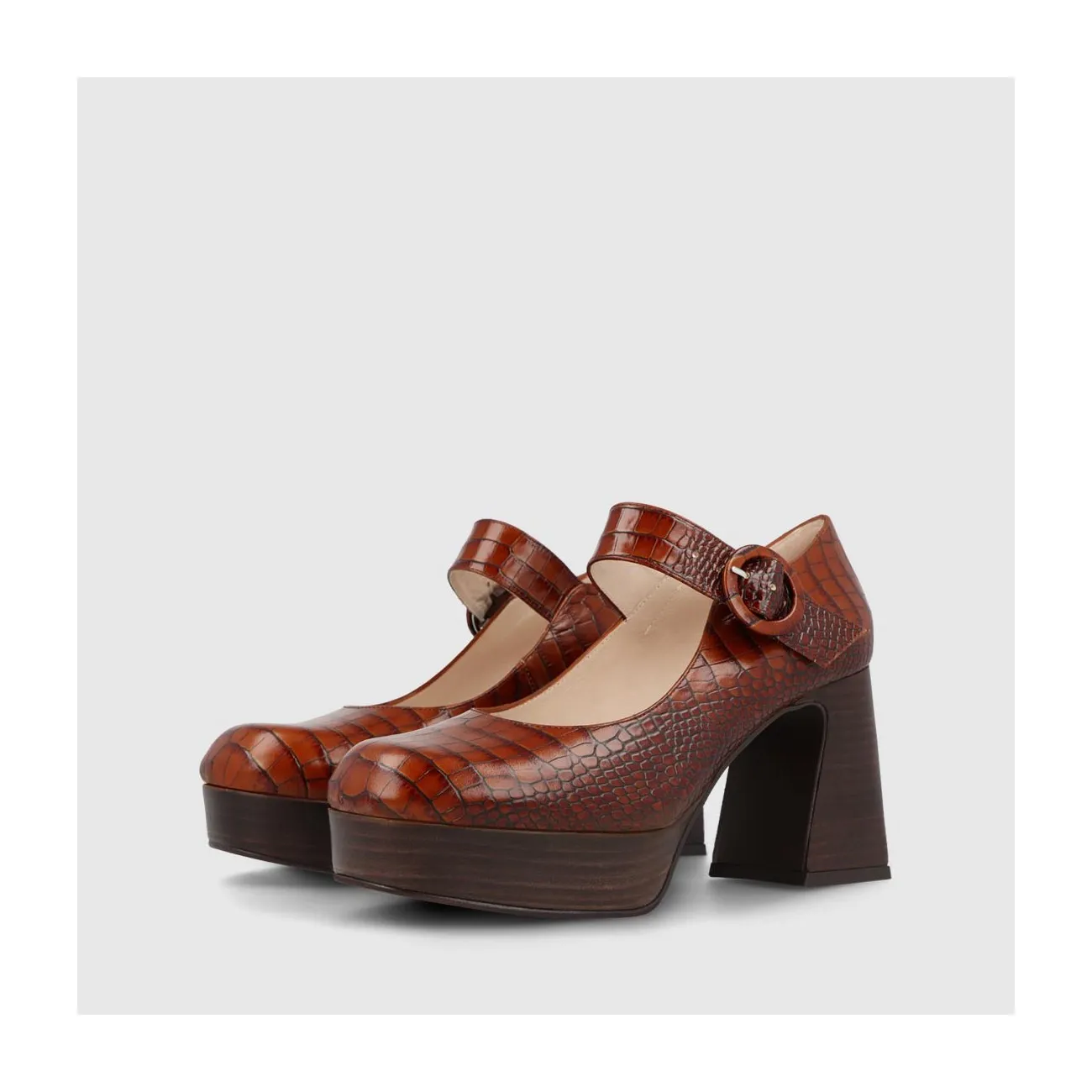 Escarpins Mary Jane femme en cuir avec imprimé animal marron | LODI Chaussures femme en ligne.