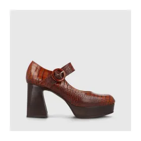 Escarpins Mary Jane femme en cuir avec imprimé animal marron | LODI Chaussures femme en ligne.