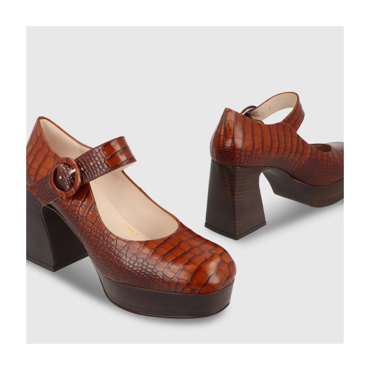 Escarpins Mary Jane femme en cuir avec imprimé animal marron | LODI Chaussures femme en ligne.