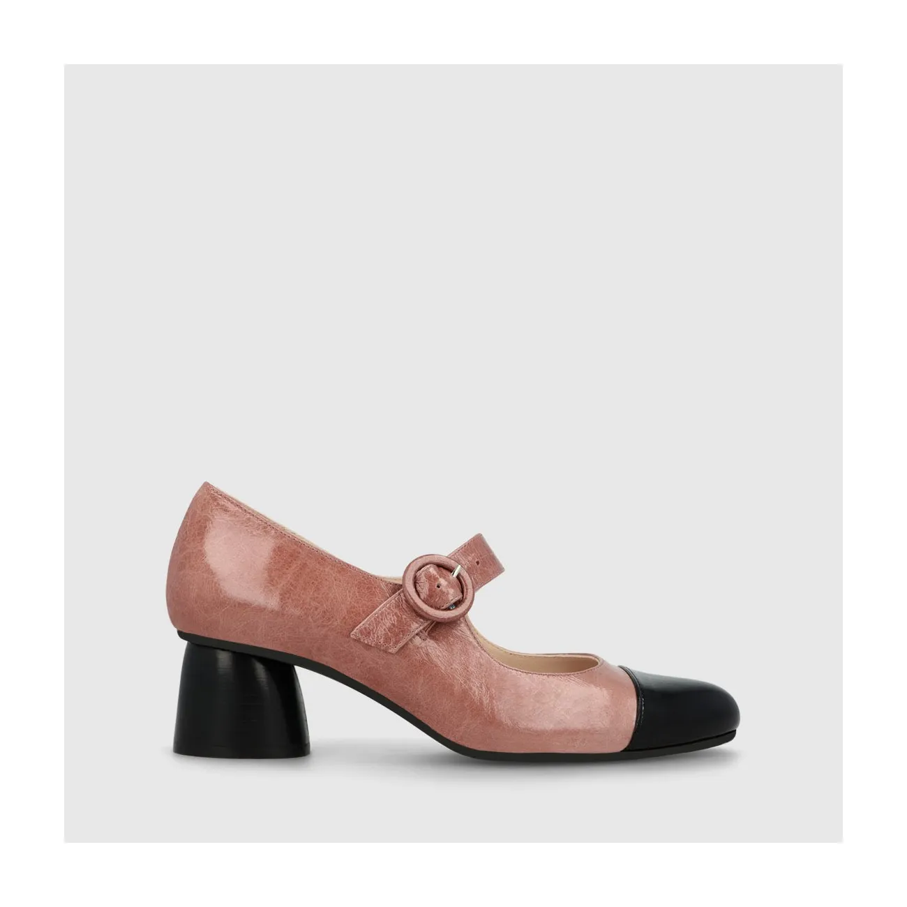 Escarpins style babies femme en cuir rose poudre et noir | LODI Chaussures femme en ligne.