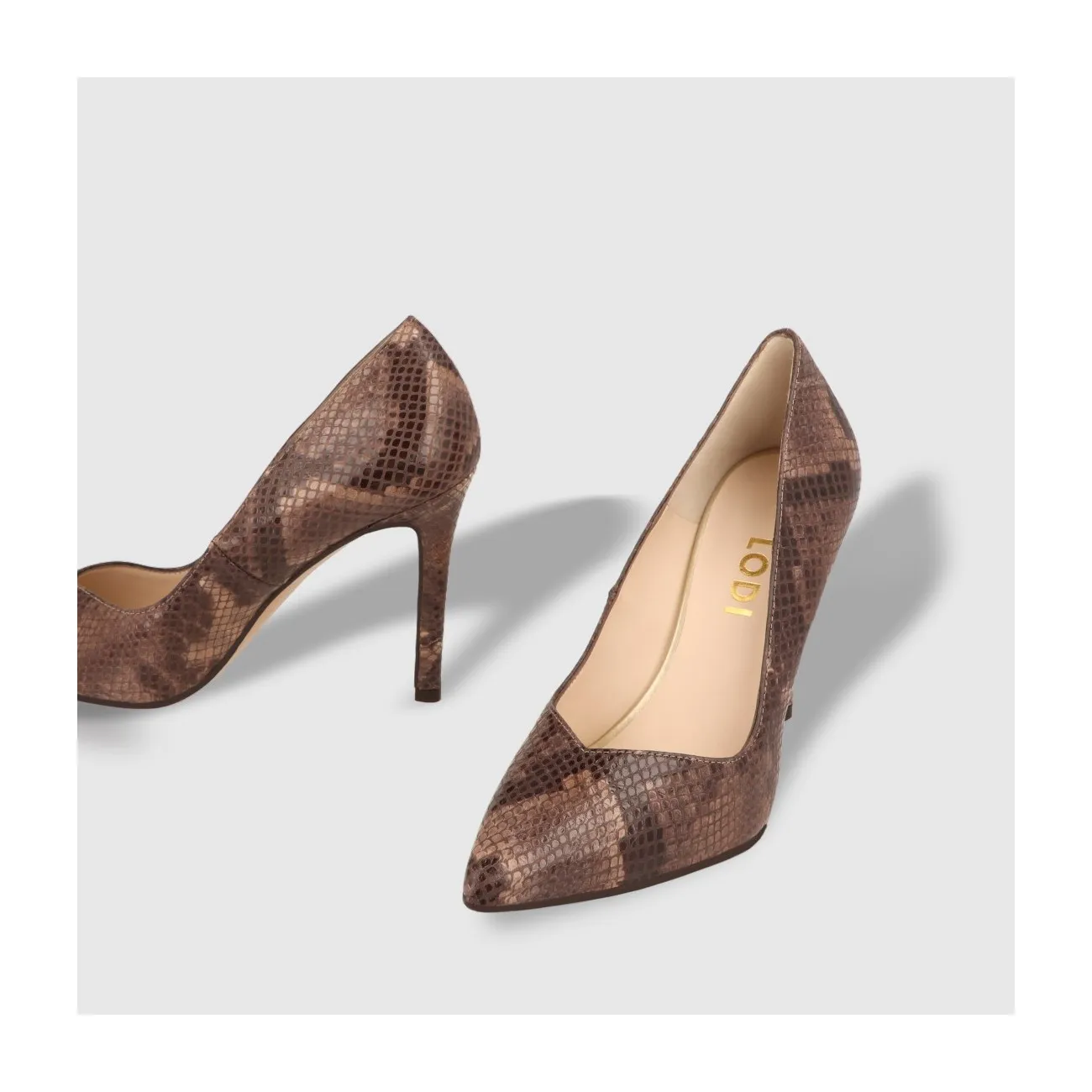 Escarpins Victory-sr en cuir avec imprimé animal marron | LODI Chaussures pour femme en ligne.