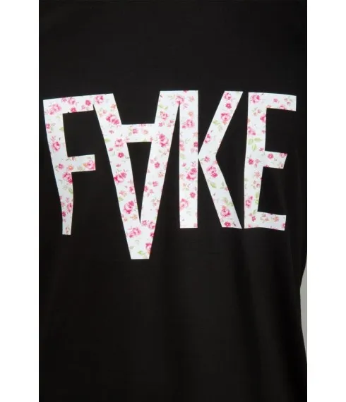 Fake paris - T-shirt noir logo xl flower