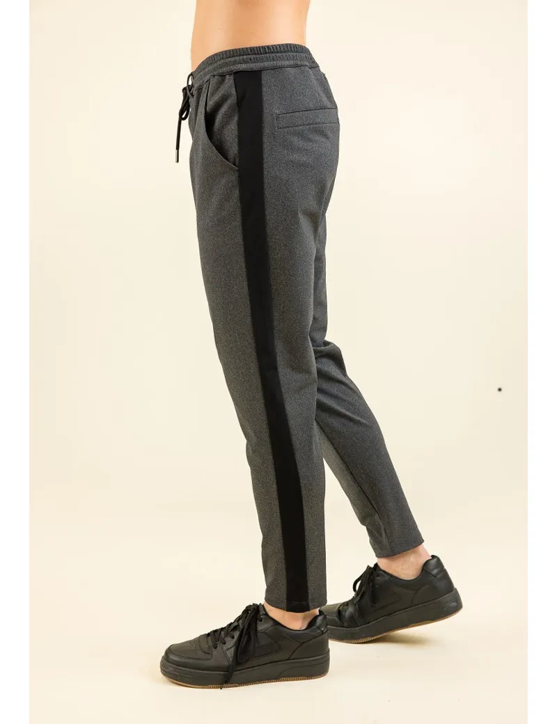 HBT - URBAN | CHRIS BAND Pantalon Homme Gris Chiné/Noir