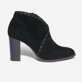 Low boots TEXTO noir éco-conçu en cuir velours avec tressage - Boots / bottines Femme | ERAM