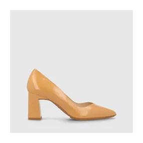 mules en cuir verni camel : LODI Chaussures pour femmes en ligne.