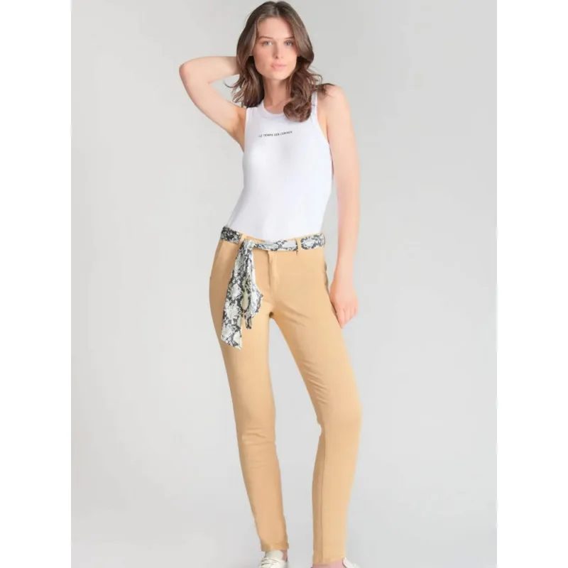 Pantalon slim dyli beige femme - Le Temps Des Cerises | wimod