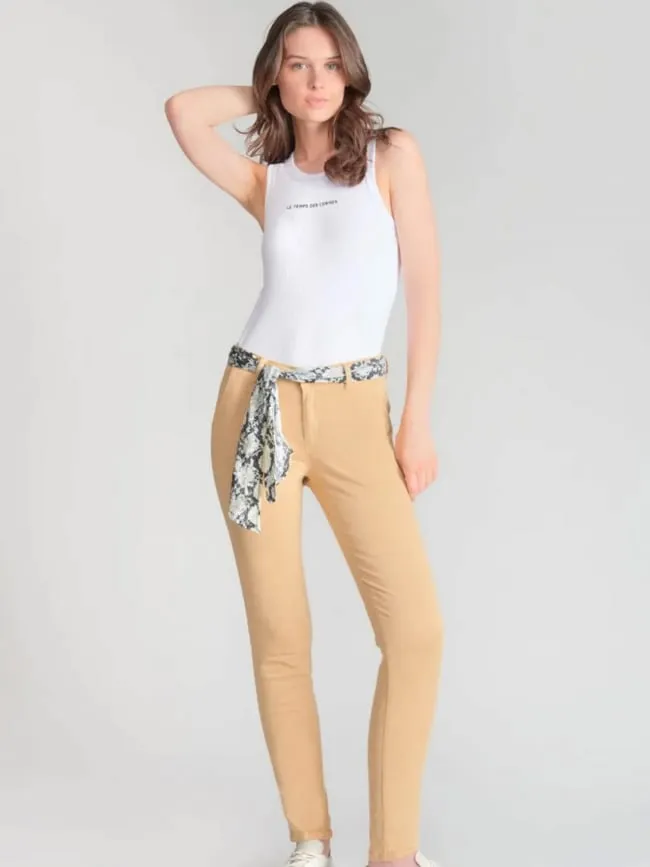 Pantalon slim dyli beige femme - Le Temps Des Cerises | wimod