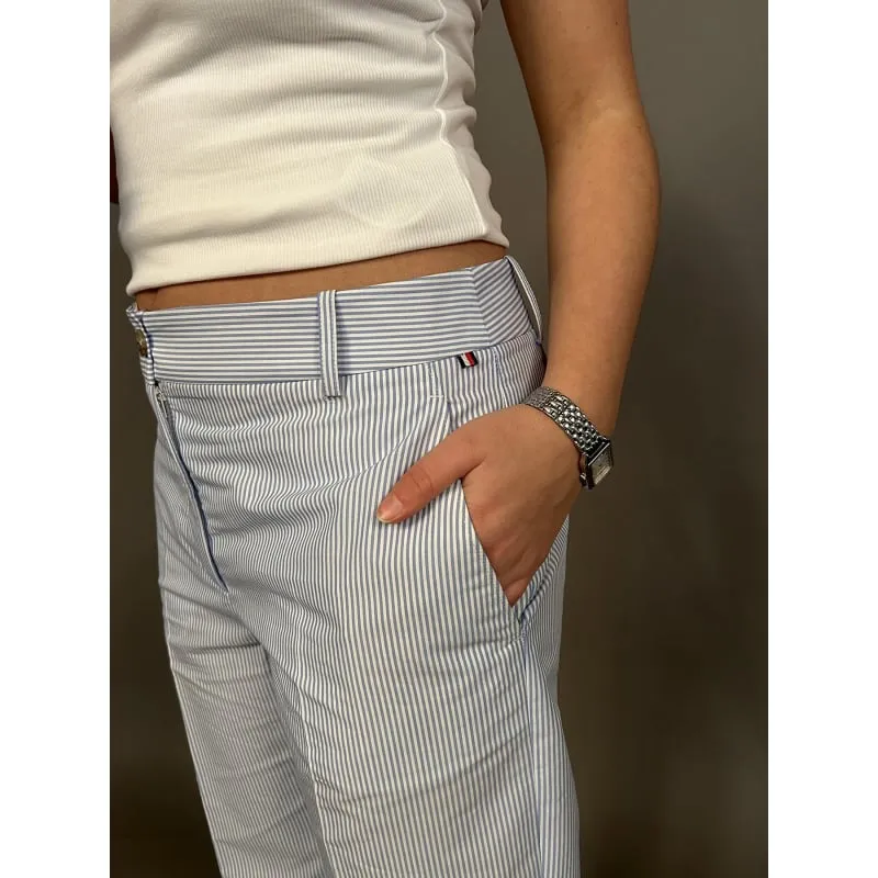 Pantalon slim rayé poplin bleu blanc femme - Tommy Hilfiger | wimod