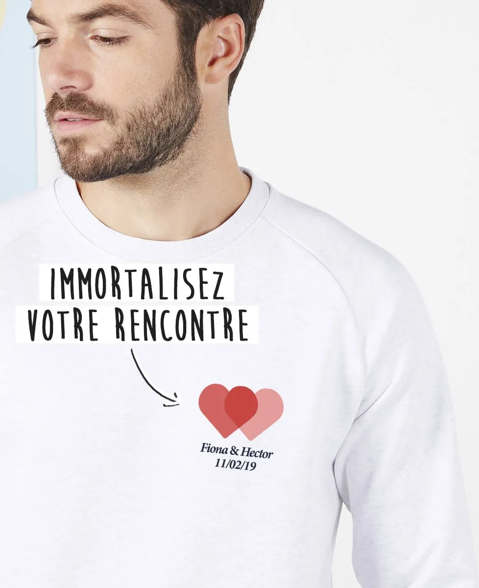 Sweatshirt homme Date de rencontre imprimé personnalisé