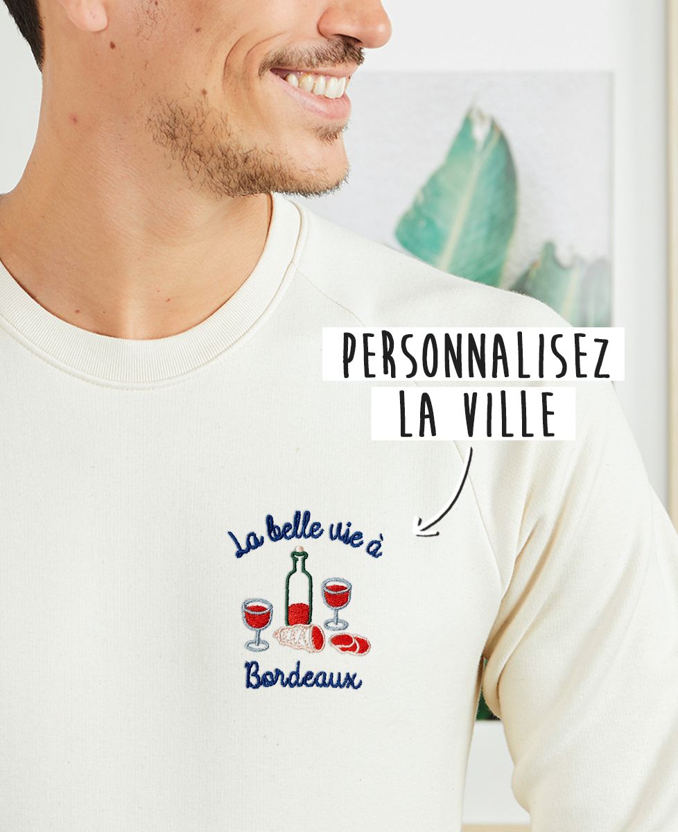 Sweatshirt homme La belle vie à brodé personnalisé