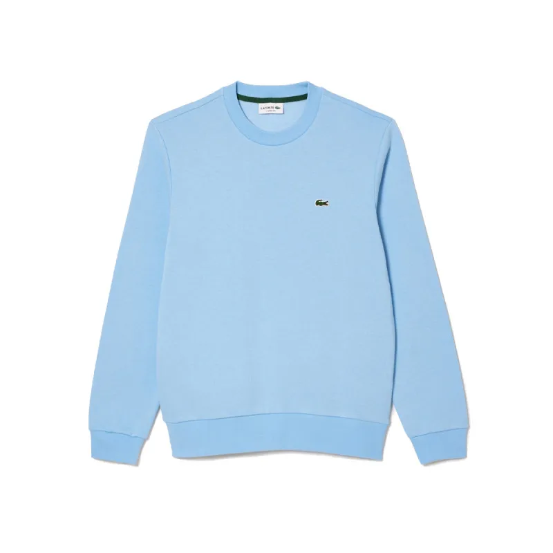 SWEATSHIRT HOMME LACOSTE EN MOLLETTON GRATTÉ DE COTON BIOLOGIQUE BLEU CIEL