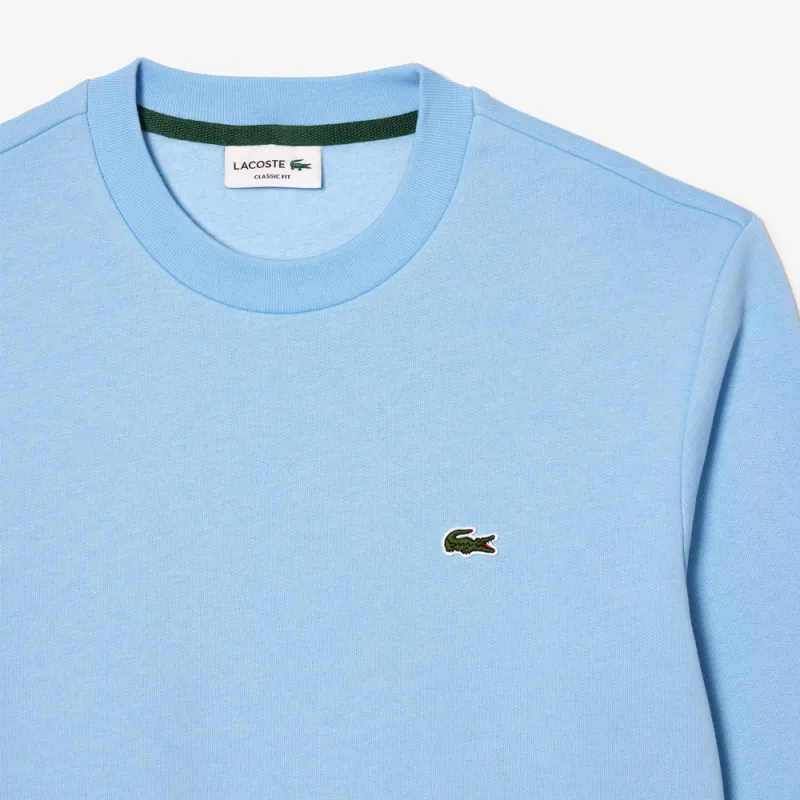 SWEATSHIRT HOMME LACOSTE EN MOLLETTON GRATTÉ DE COTON BIOLOGIQUE BLEU CIEL