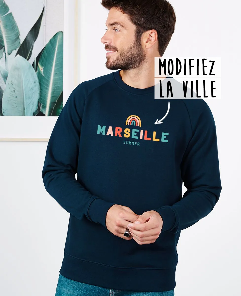 Sweatshirt homme Ville arc-en-ciel personnalisé