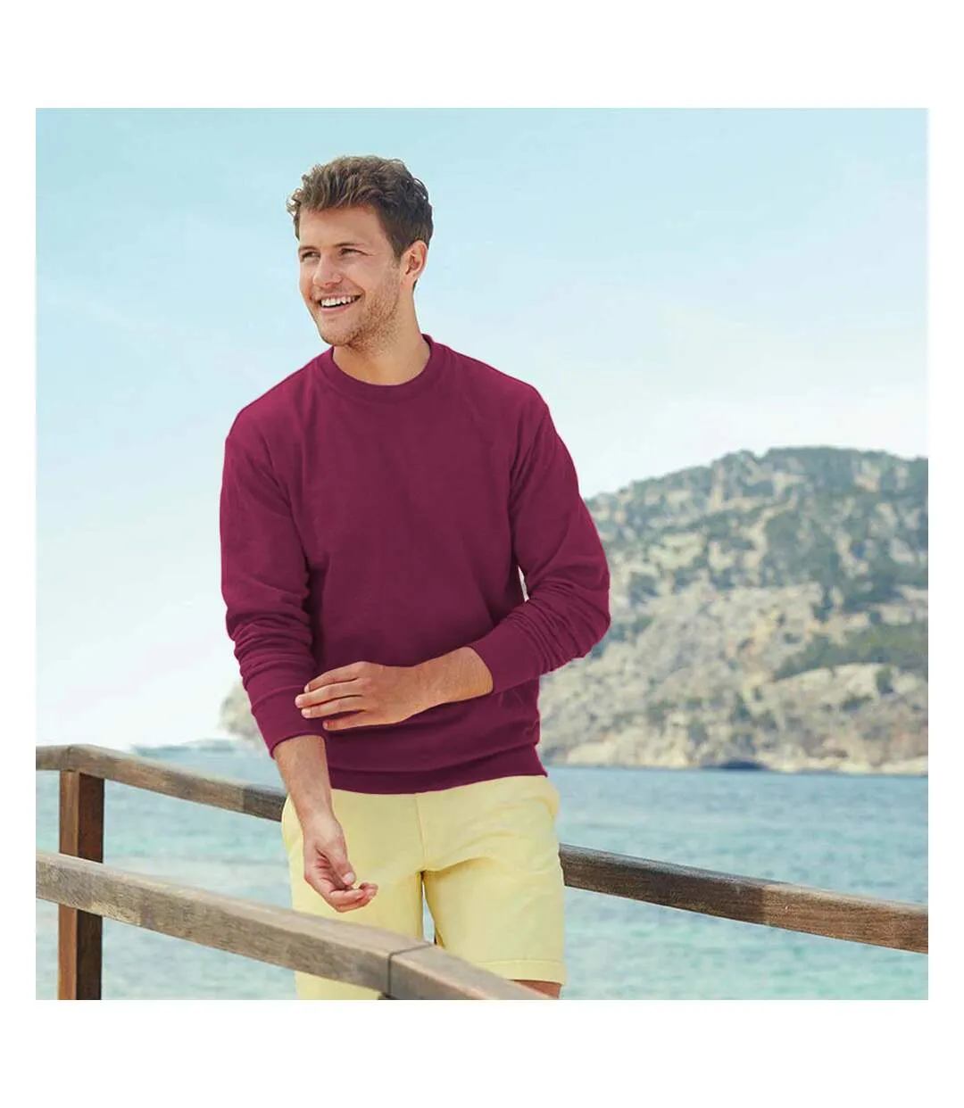 Sweatshirt uni homme bordeaux Fruit of the Loom