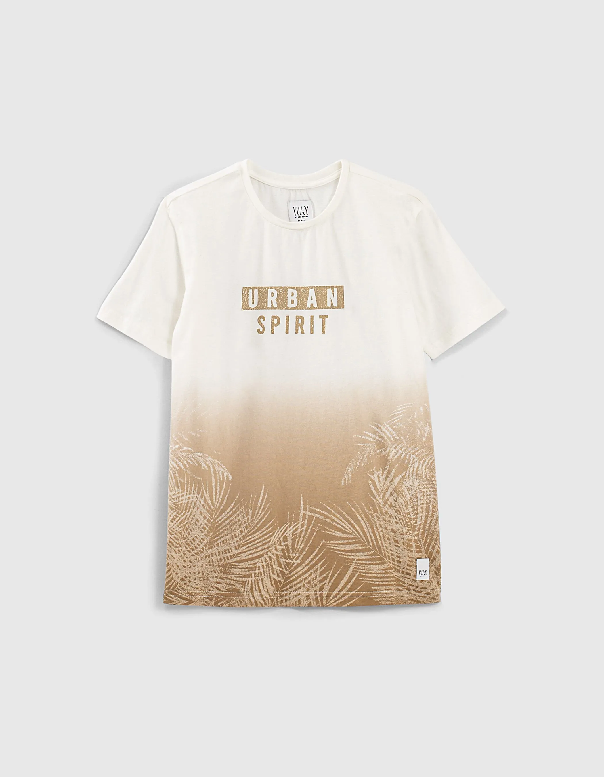 T-shirt beige effet deep dye jungle bio garçon 