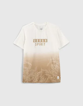 T-shirt beige effet deep dye jungle bio garçon 