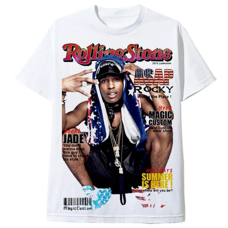 T-SHIRT BLANC ASAP ROCKY ROLLING STONES