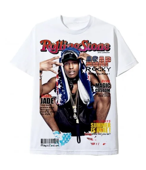 T-SHIRT BLANC ASAP ROCKY ROLLING STONES