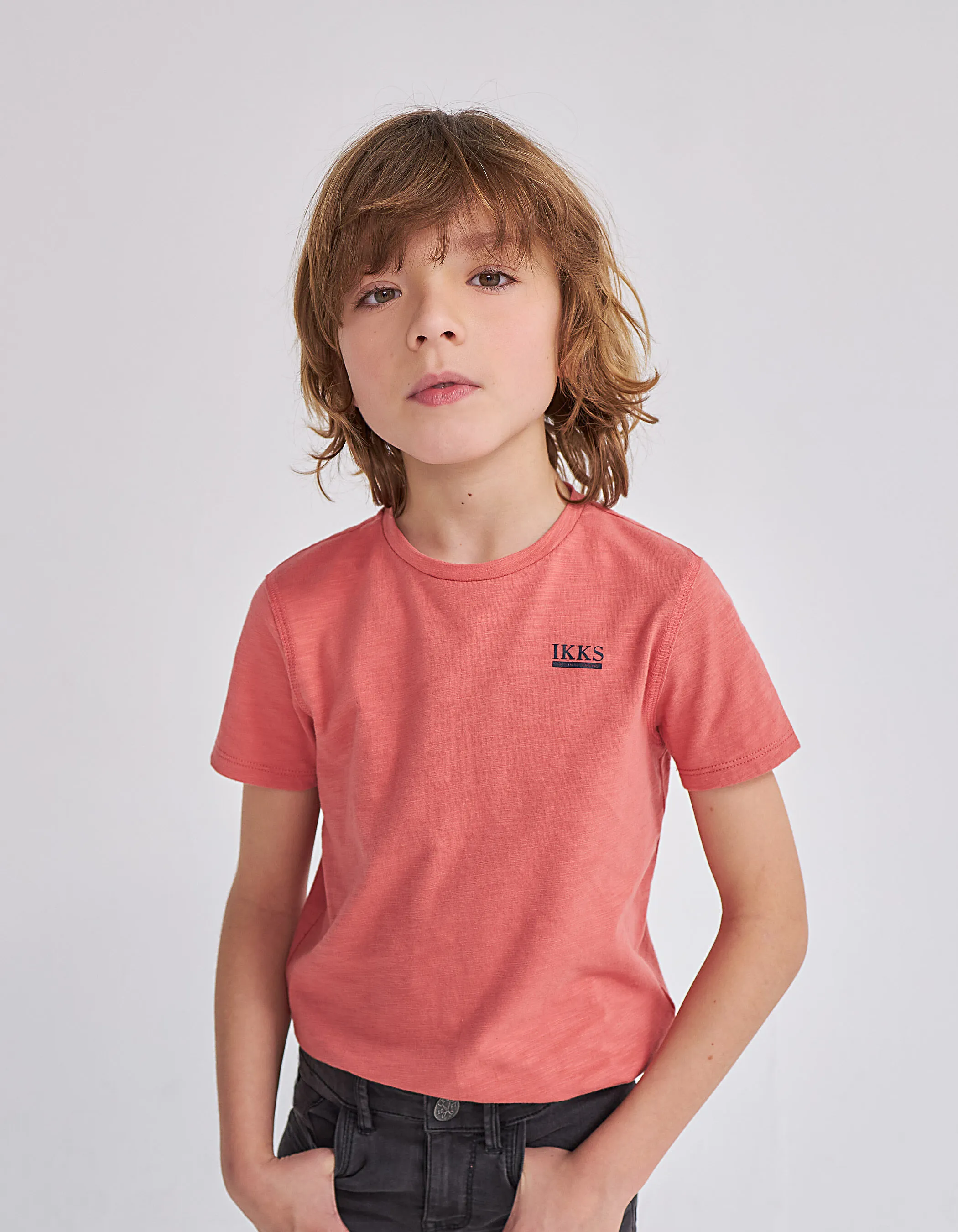 T-shirt corail Essentiel en coton bio garçon