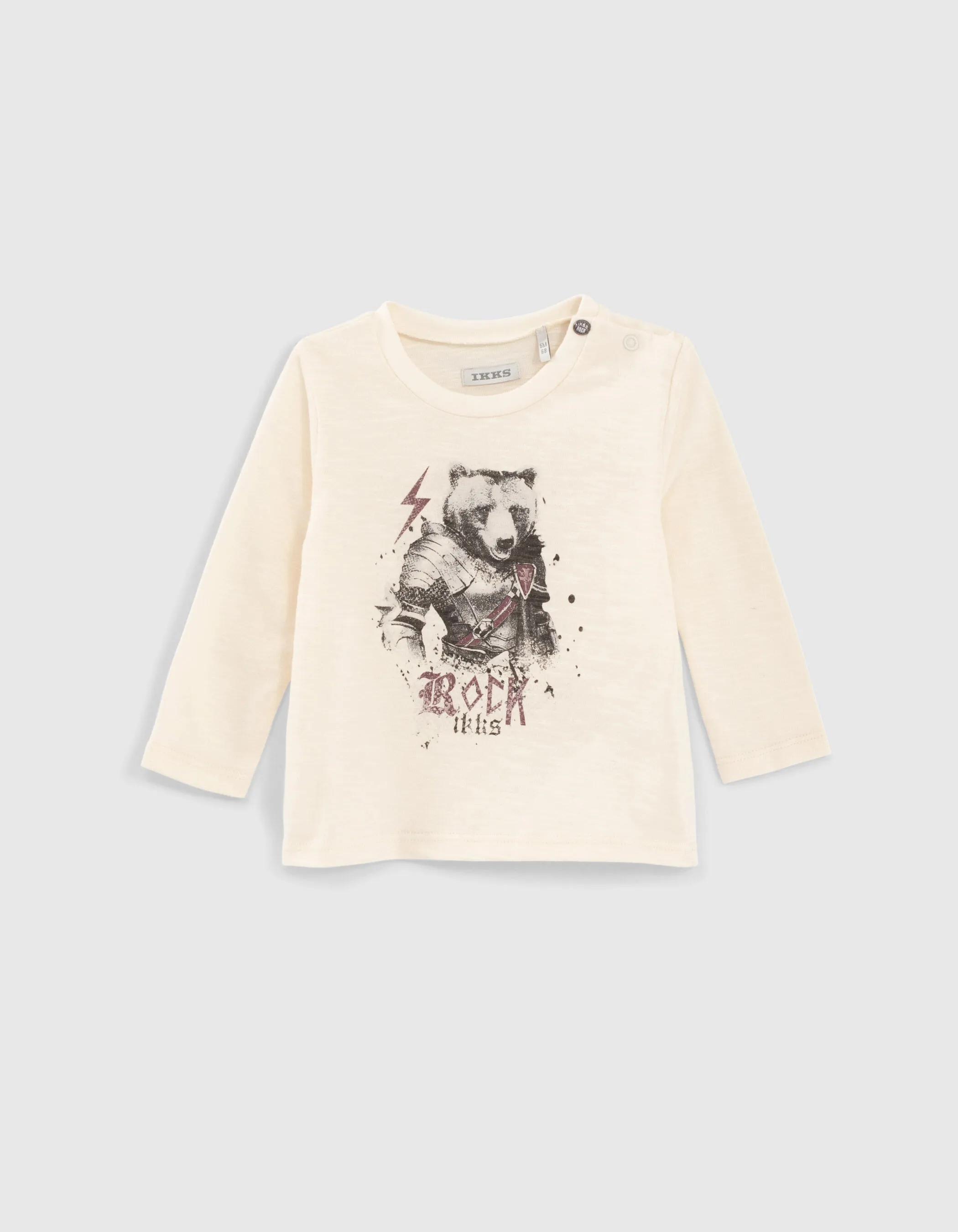 T-shirt écru coton bio ours-chevalier bébé garçon