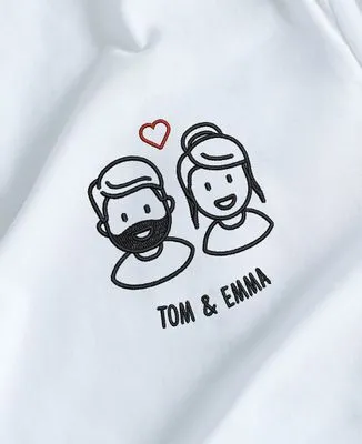 T-Shirt femme Couple figurine brodé personnalisé