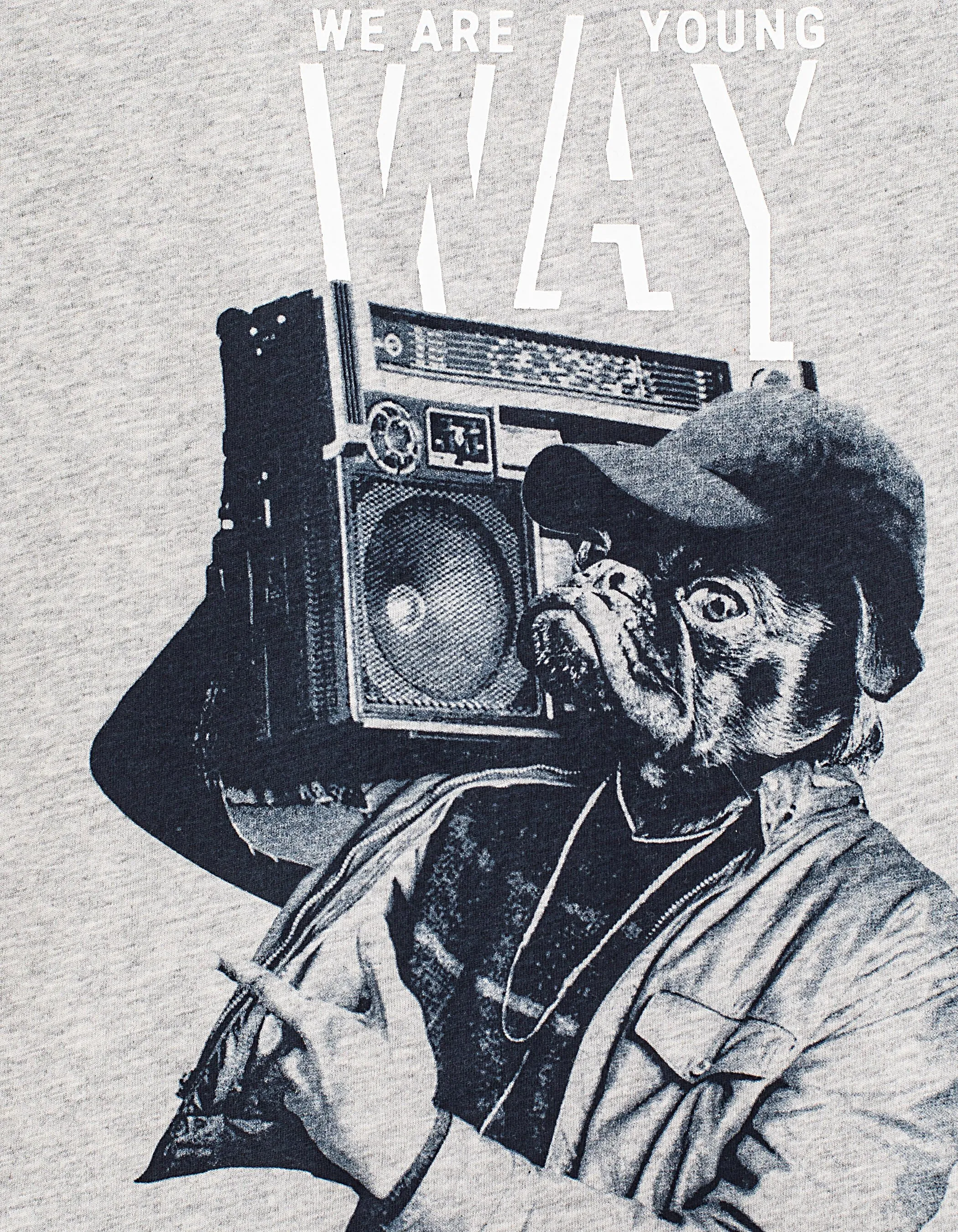 T-shirt gris chiné avec chien et Ghetto Blaster garçon