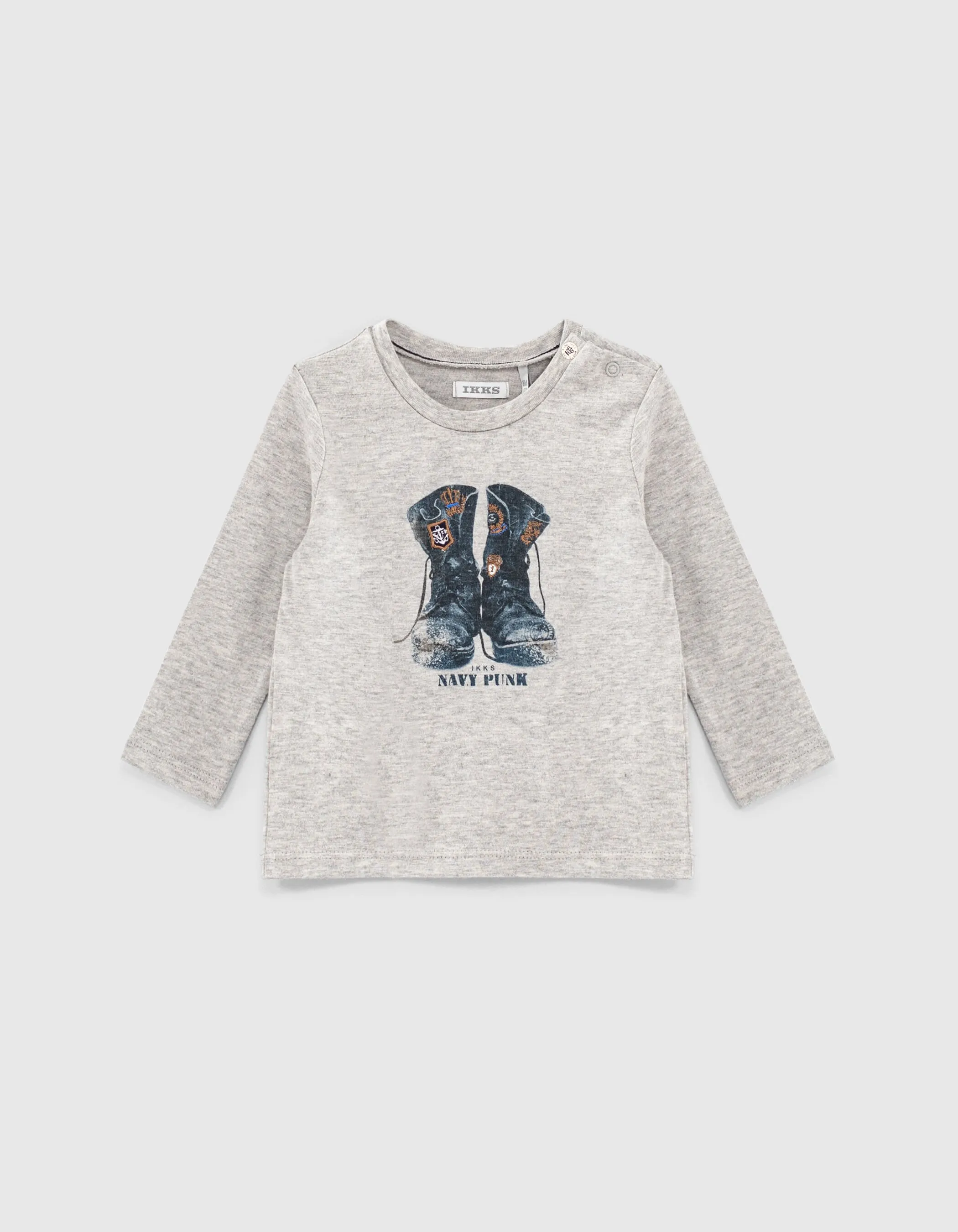 T-shirt gris coton bio visuel boots bébé garçon 