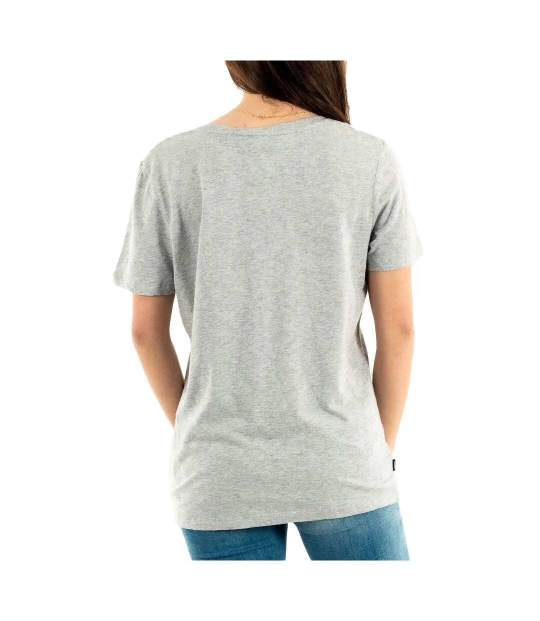 T-shirt Gris Femme Superdry Pocket V