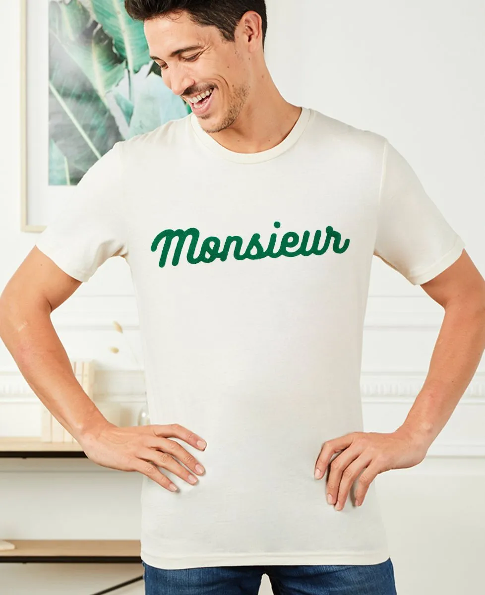 T-Shirt homme Monsieur (effet velours vert)