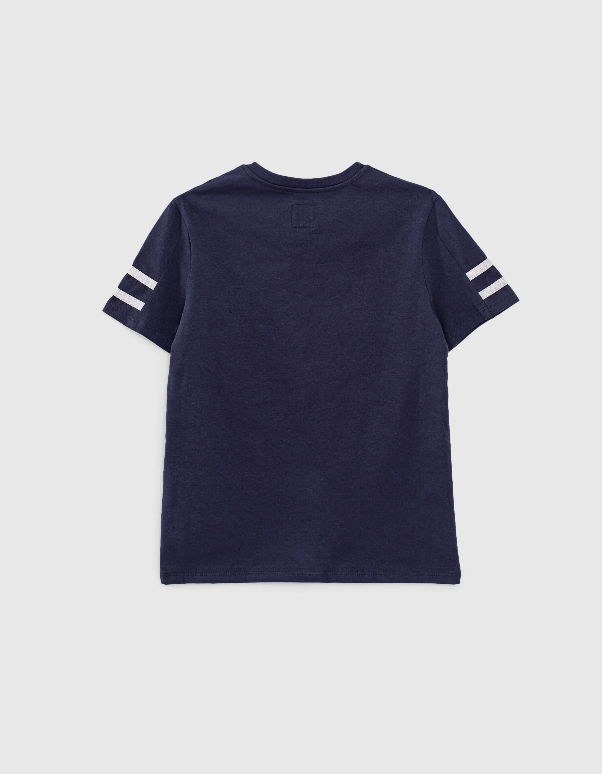 T-shirt navy manches rayées gris bio garçon