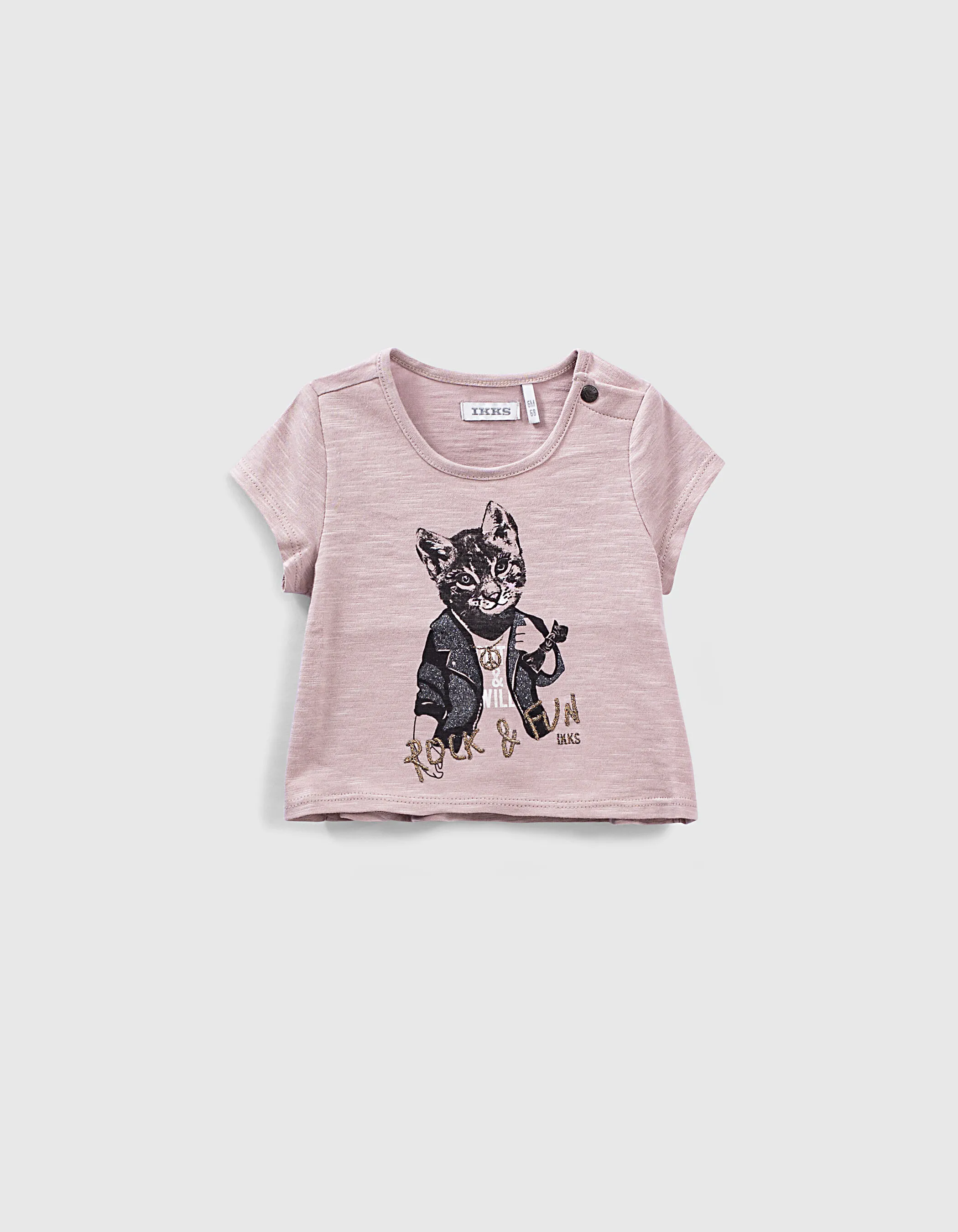 T-shirt parme bio avec lynx glitter bébé fille