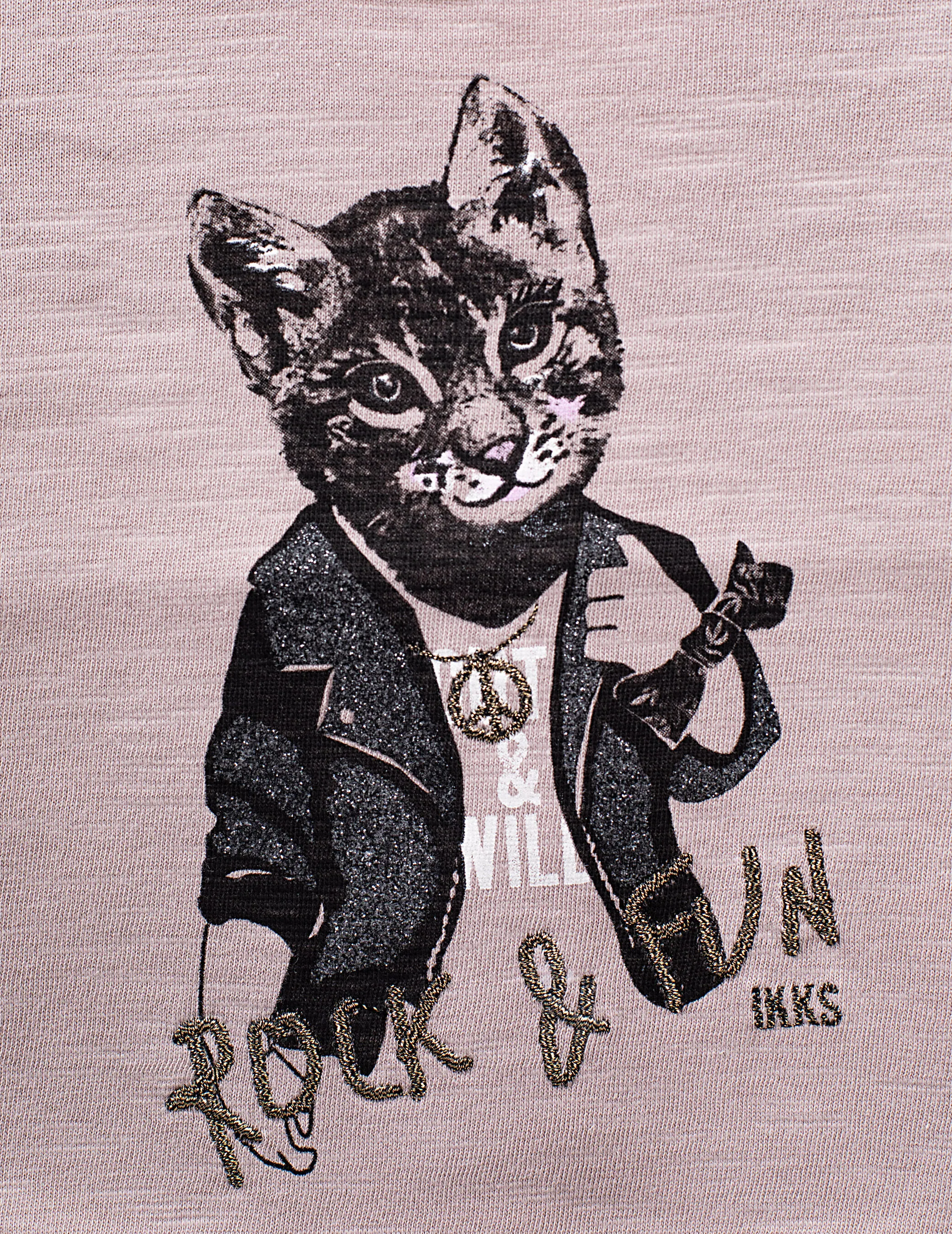 T-shirt parme bio avec lynx glitter bébé fille