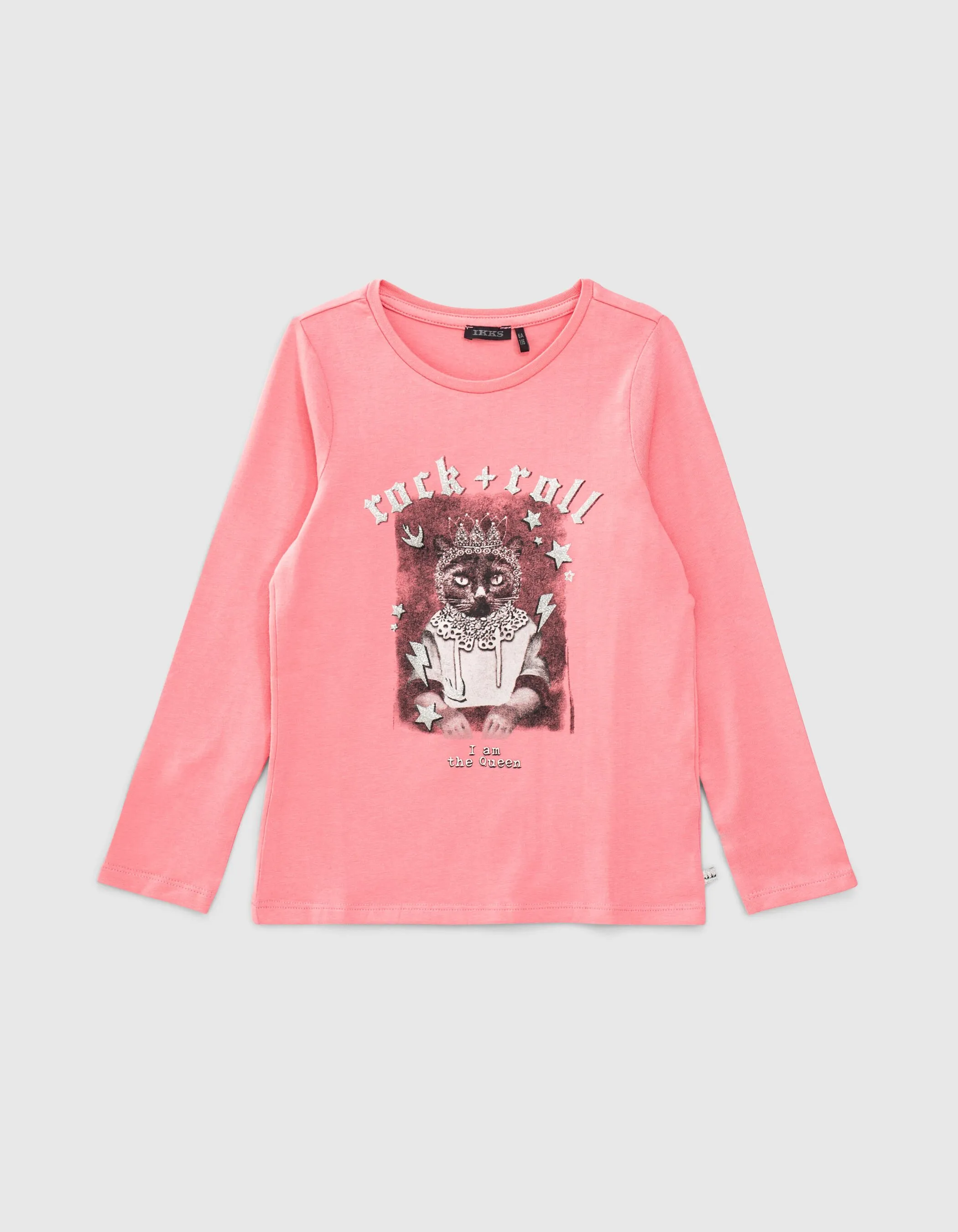 T-shirt rose vif visuel chat-princesse fille