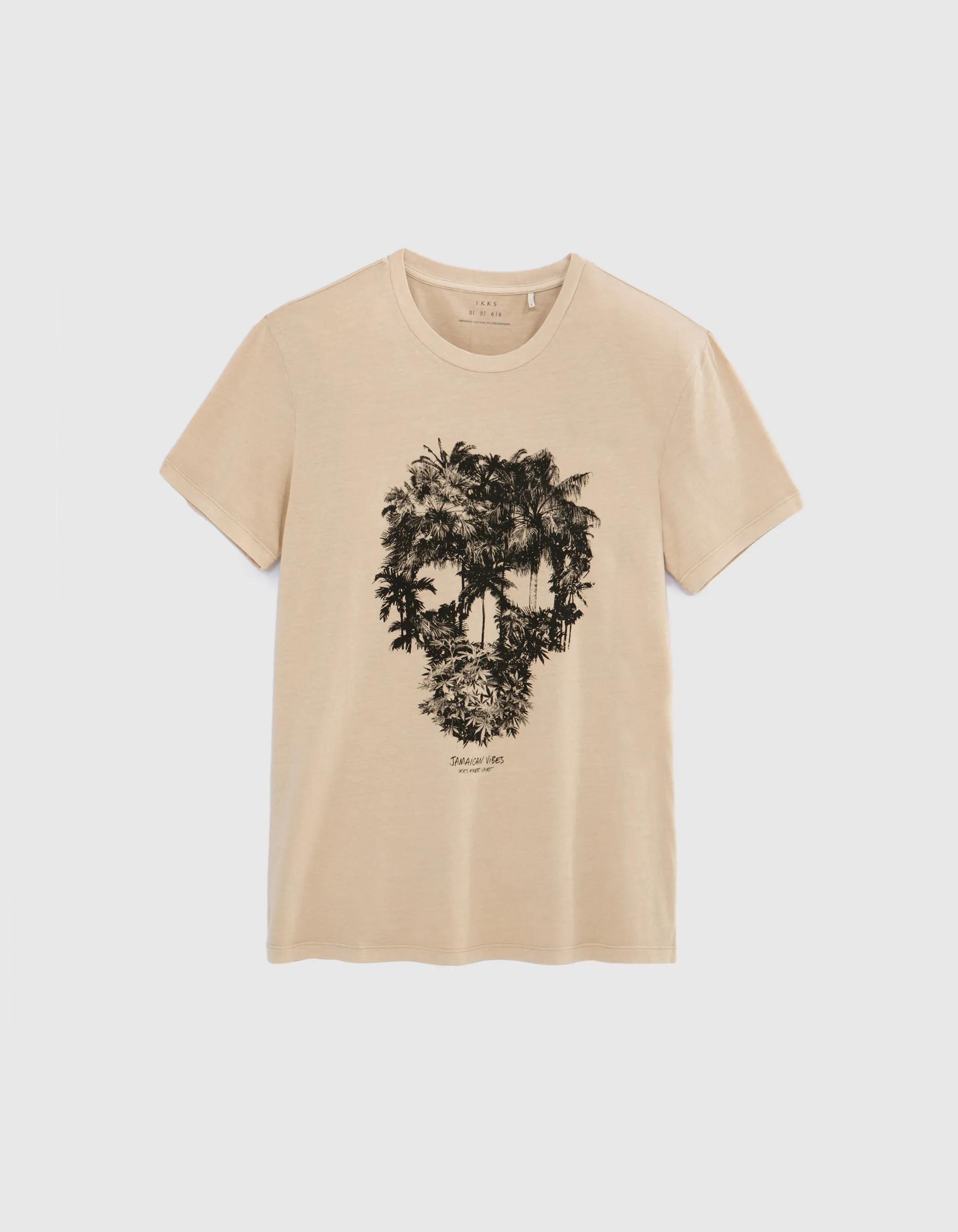 T-shirt sable visuel tête de mort-palmiers Homme