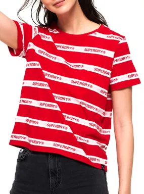 T-Shirt Superdry Cote Stripe Rouge Femme