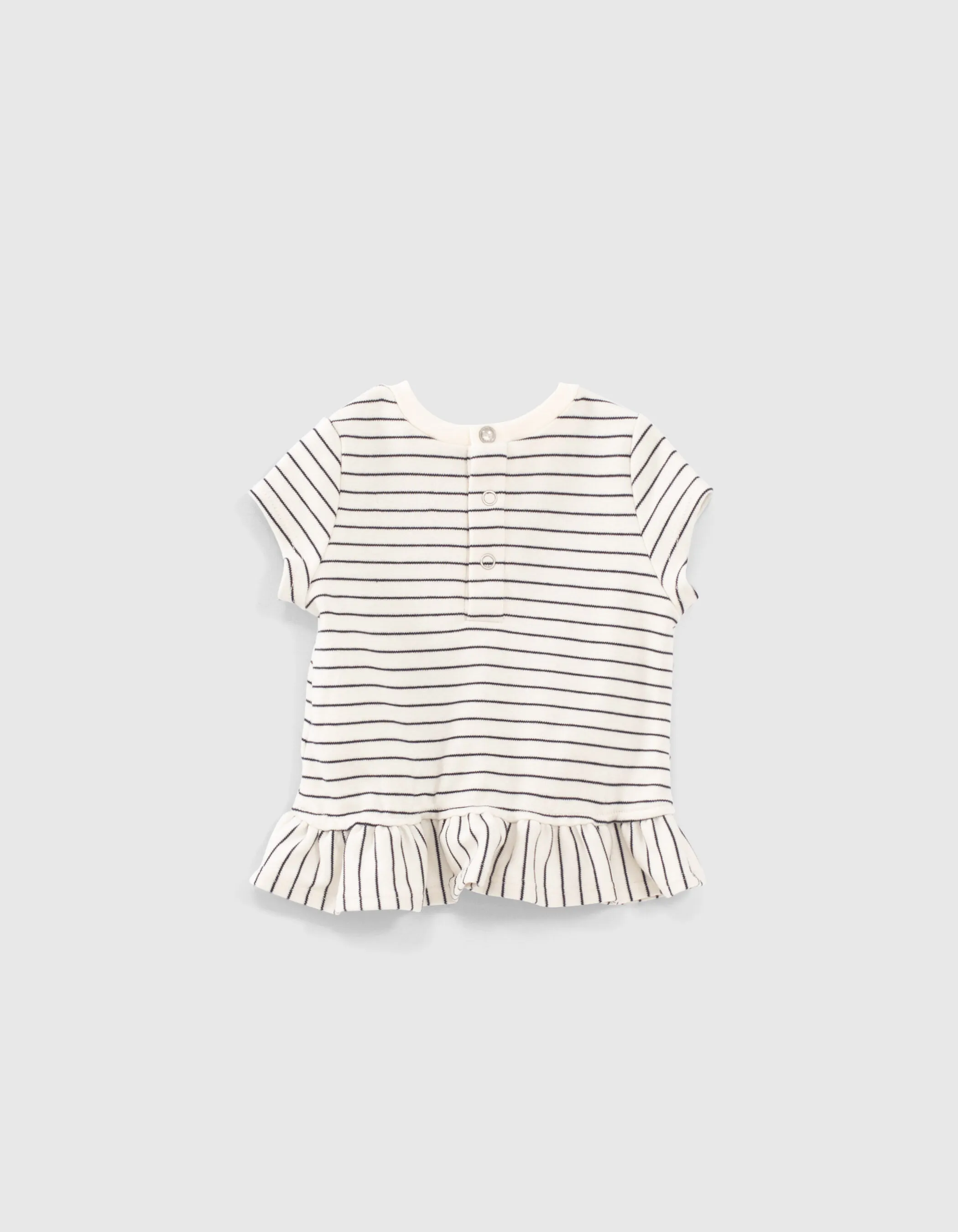 Tee-shirt marinière bio à basque bébé fille 