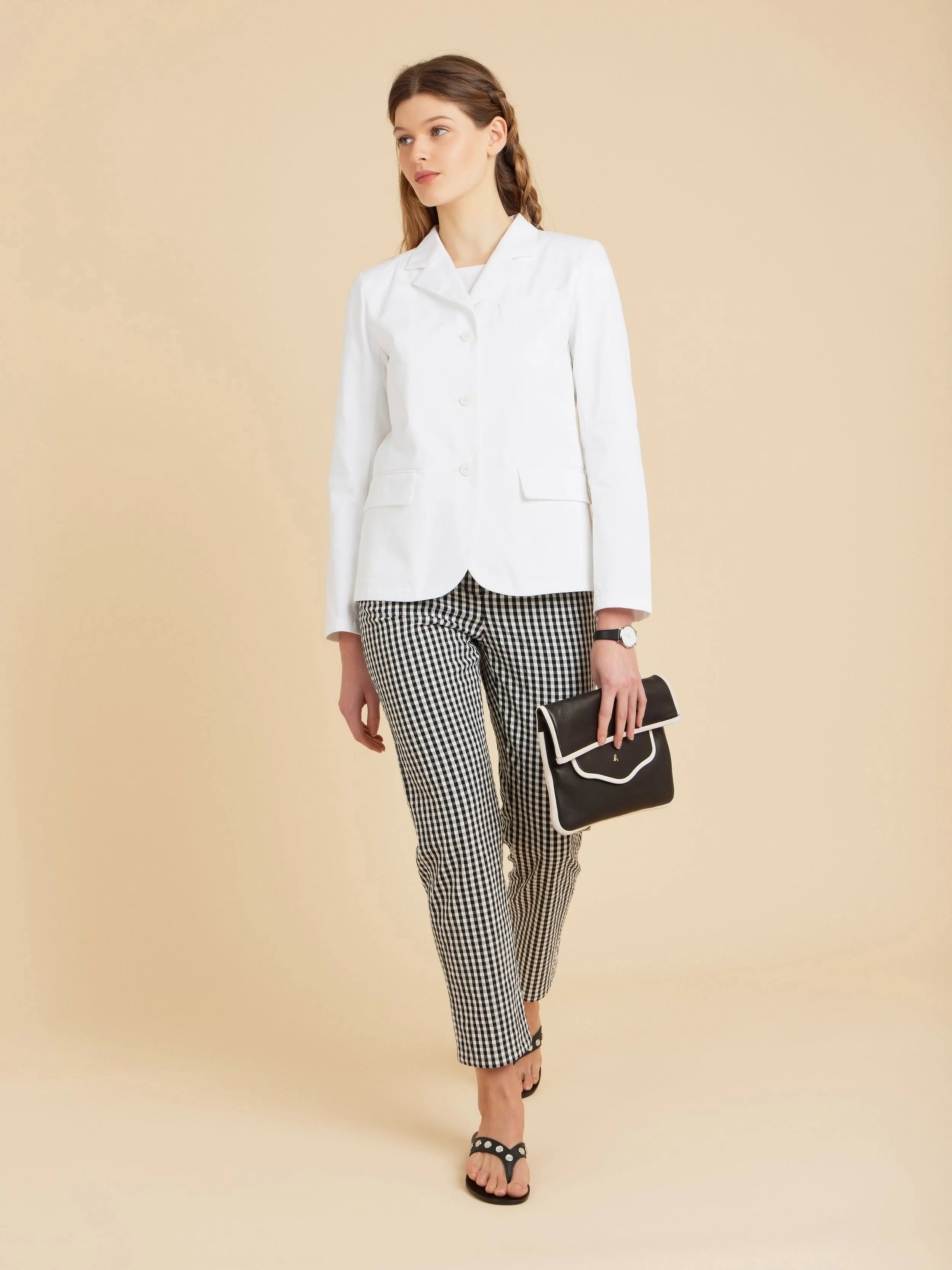 veste tailleur en coton blanc